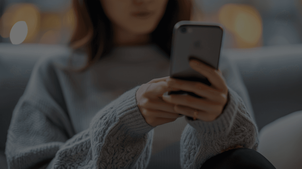 스마트폰을 사용하는 여성의 손